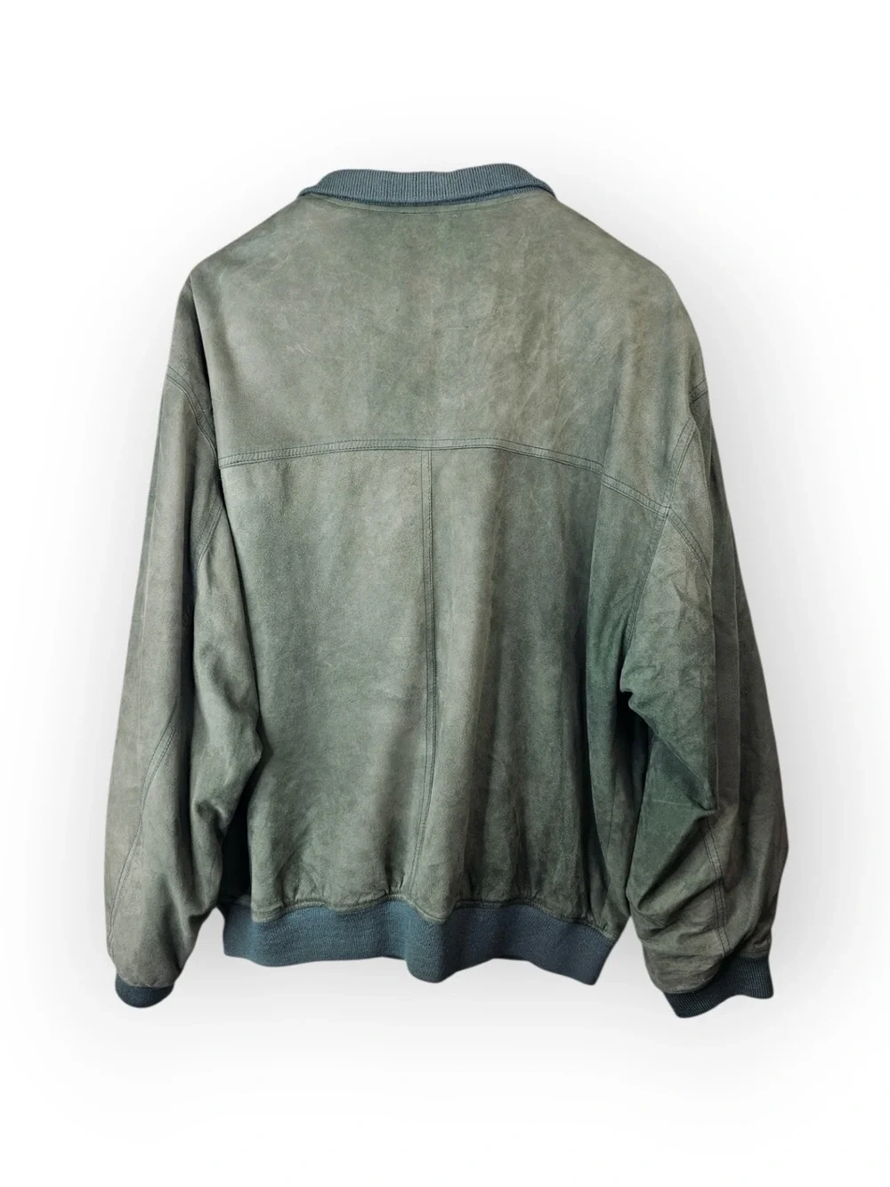 The Territory Ahead Green Suede Leather Bomber Jacket Heavyweight XL